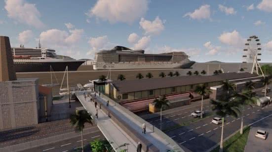 Projeto é uma contrapartida da ferrovia interna do Porto de Santos e promete melhorar o acesso ao Parque Valongo - Imagem: Divulgação